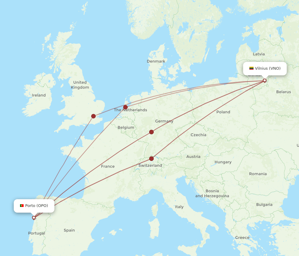 VNO-OPO flight routes