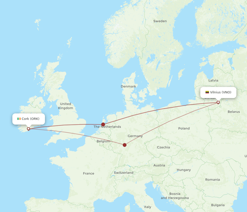 VNO-ORK flight routes