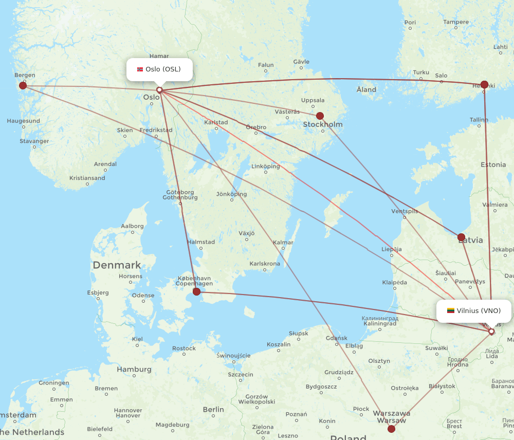 VNO-OSL flight routes