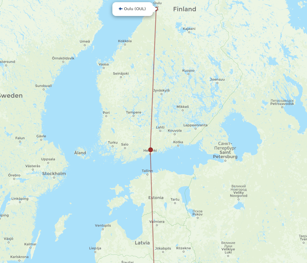 VNO to OUL flights and routes map