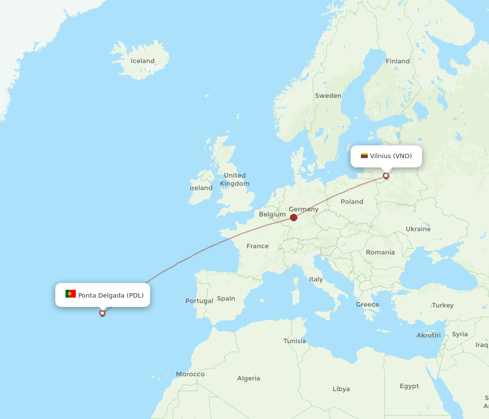 VNO-PDL flight routes
