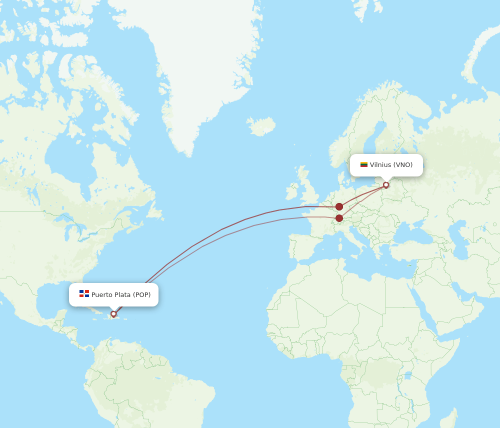 VNO-POP flight routes
