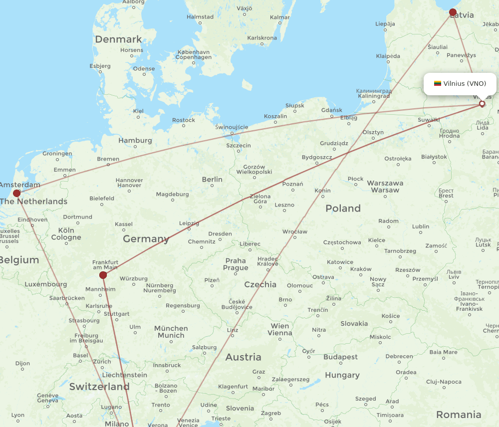 VNO-PSA flight routes