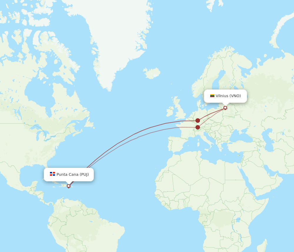 VNO-PUJ flight routes