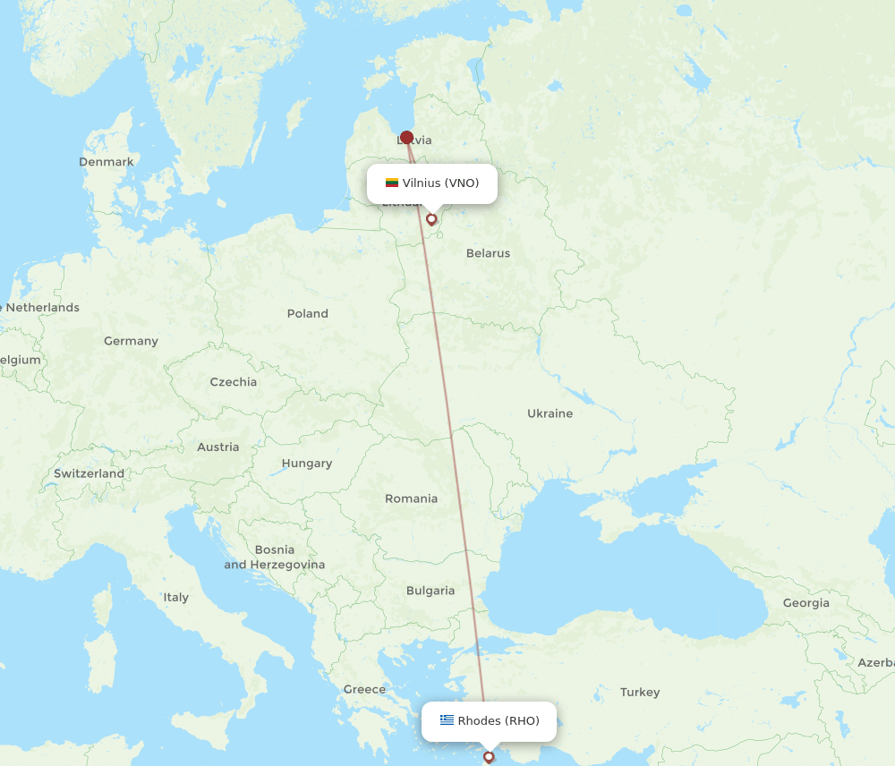 VNO-RHO flight routes