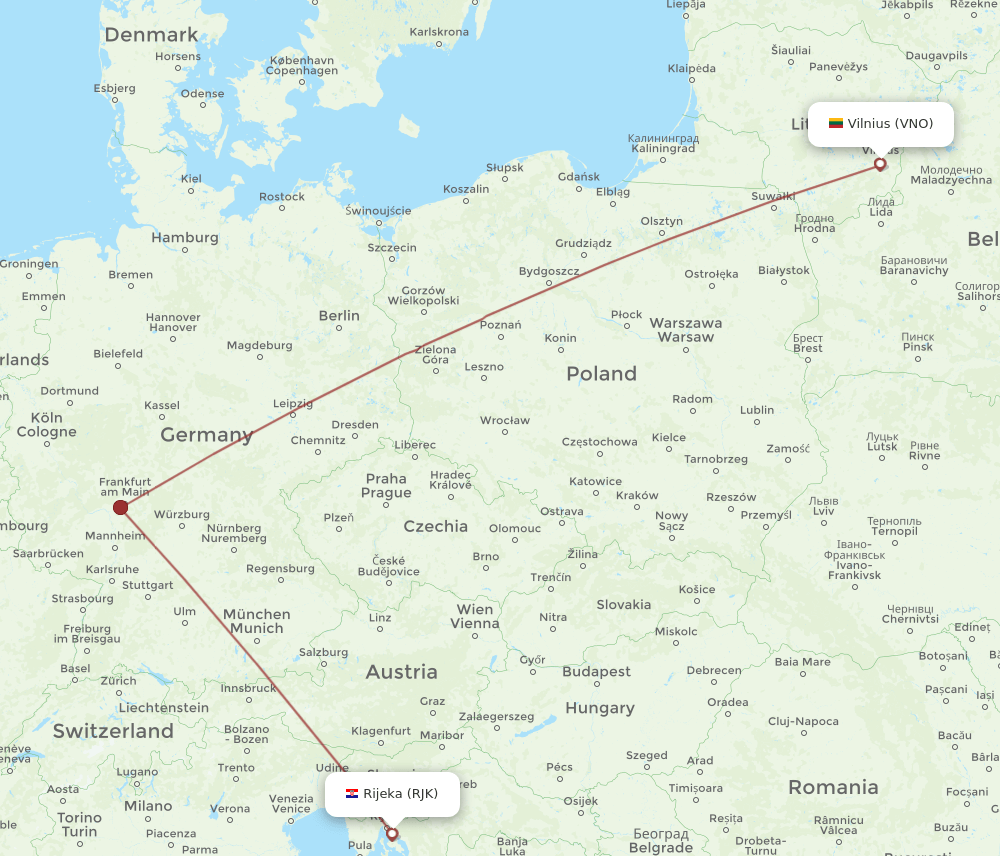 VNO-RJK flight routes