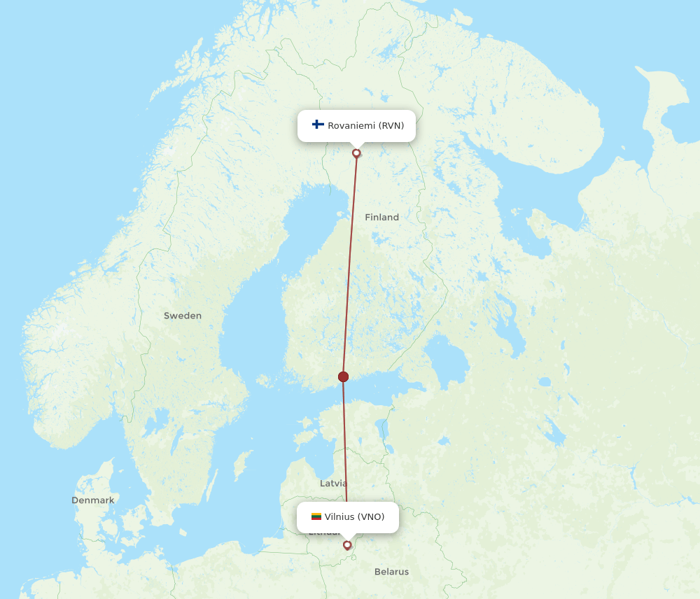 VNO to RVN flights and routes map