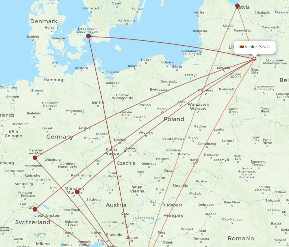 VNO-SPU flight routes
