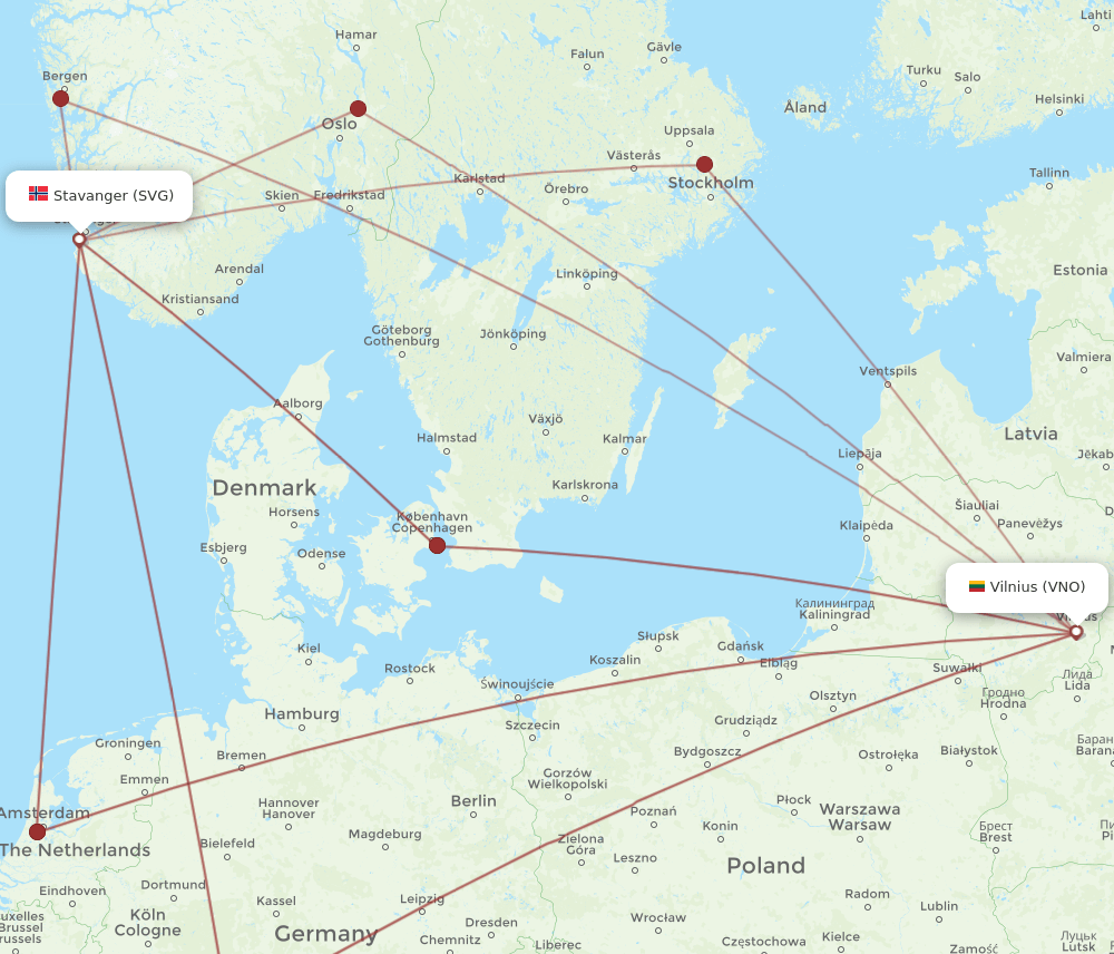 VNO-SVG flight routes