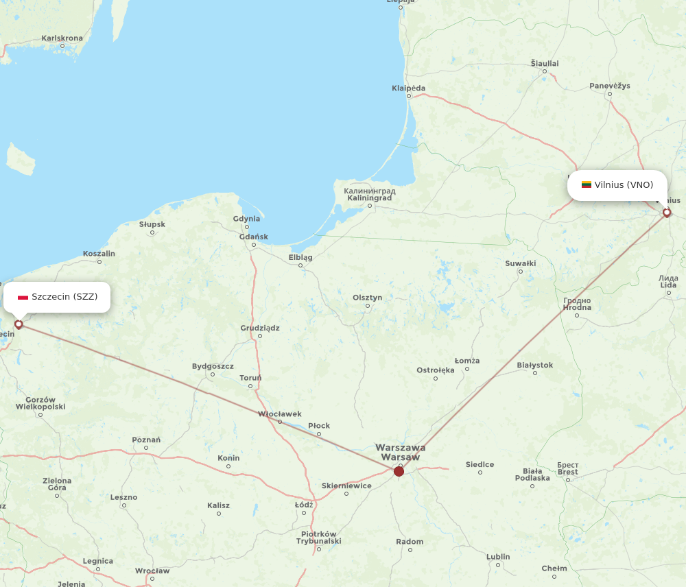 VNO to SZZ flights and routes map
