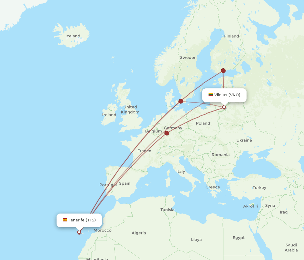 VNO-TFS flight routes