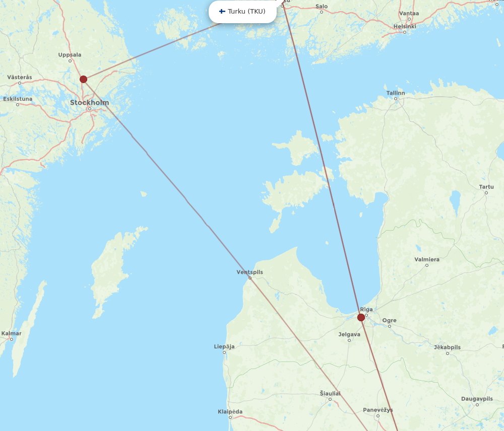 VNO to TKU flights and routes map