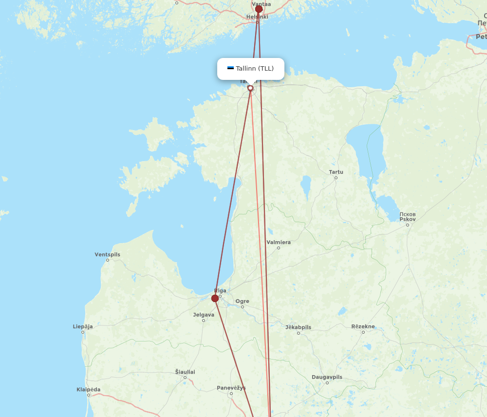 VNO to TLL flights and routes map