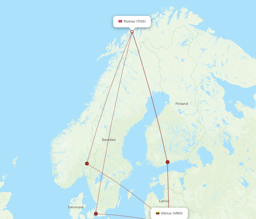 VNO-TOS flight routes