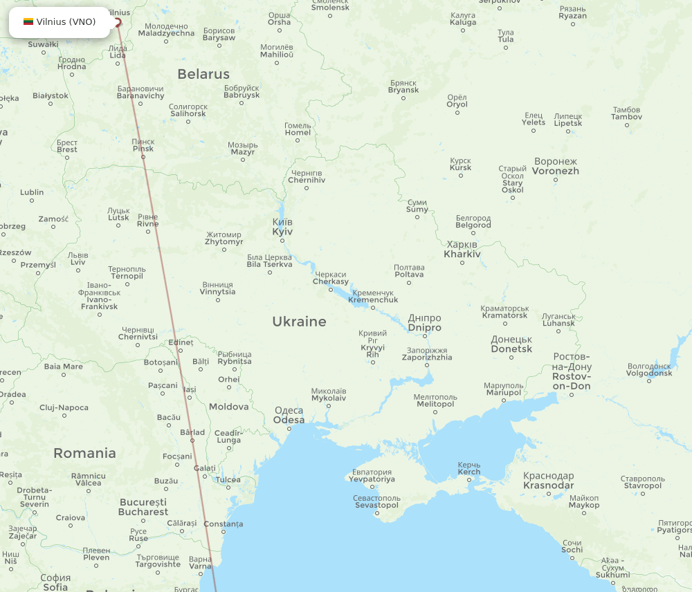 VNO-TZX flight routes