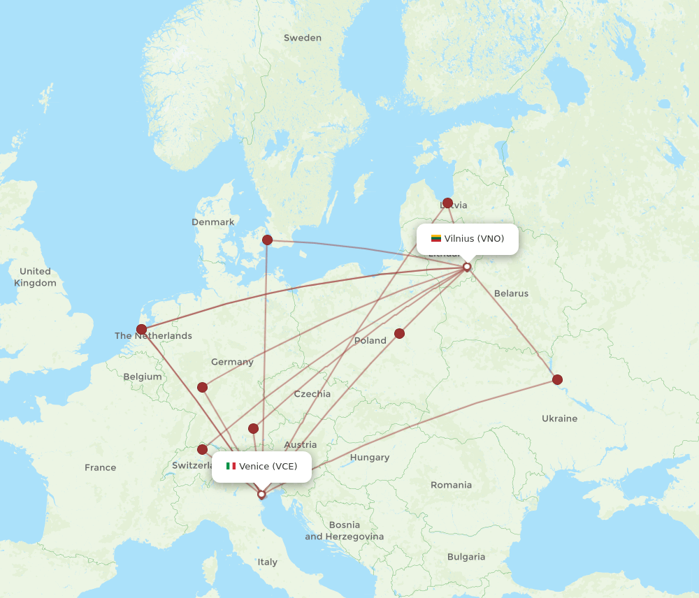 VNO-VCE flight routes