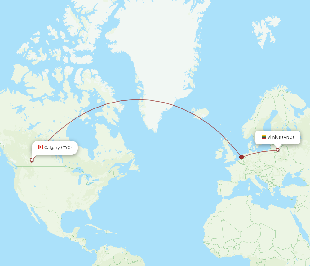 VNO-YYC flight routes