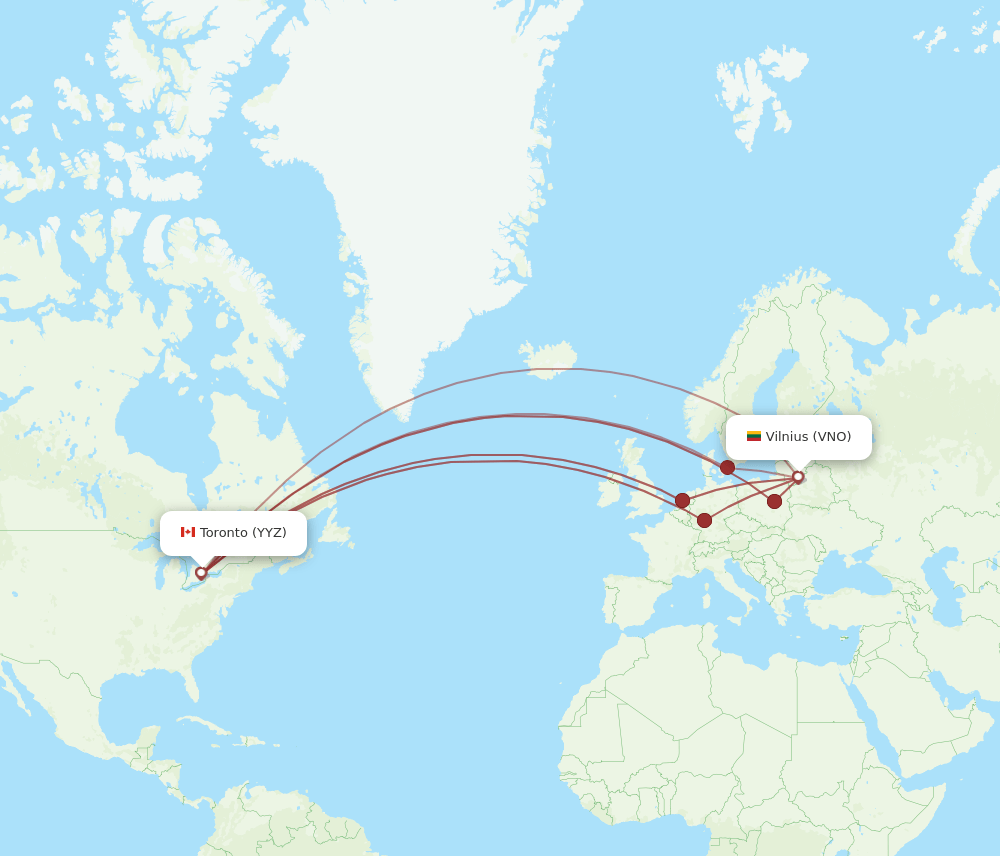 VNO-YYZ flight routes