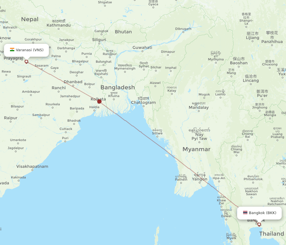 VNS-BKK flight routes