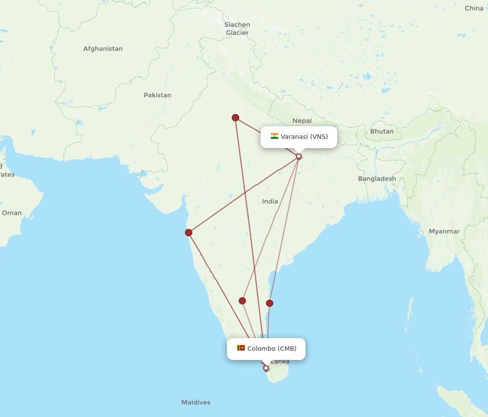 VNS-CMB flight routes