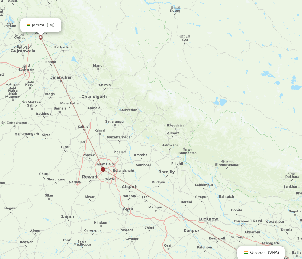 VNS to IXJ flights and routes map