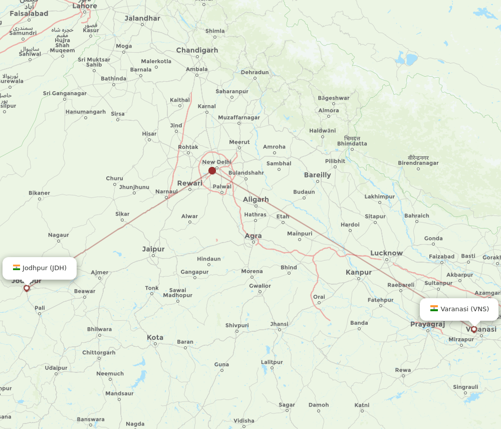 VNS-JDH flight routes