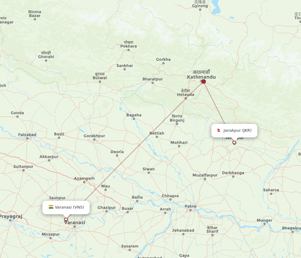 VNS-JKR flight routes