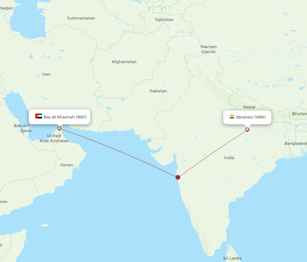 VNS-RKT flight routes