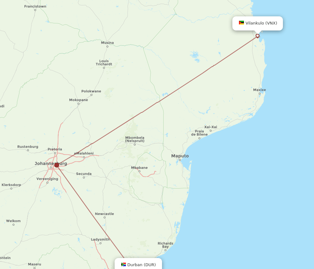 VNX-DUR flight routes