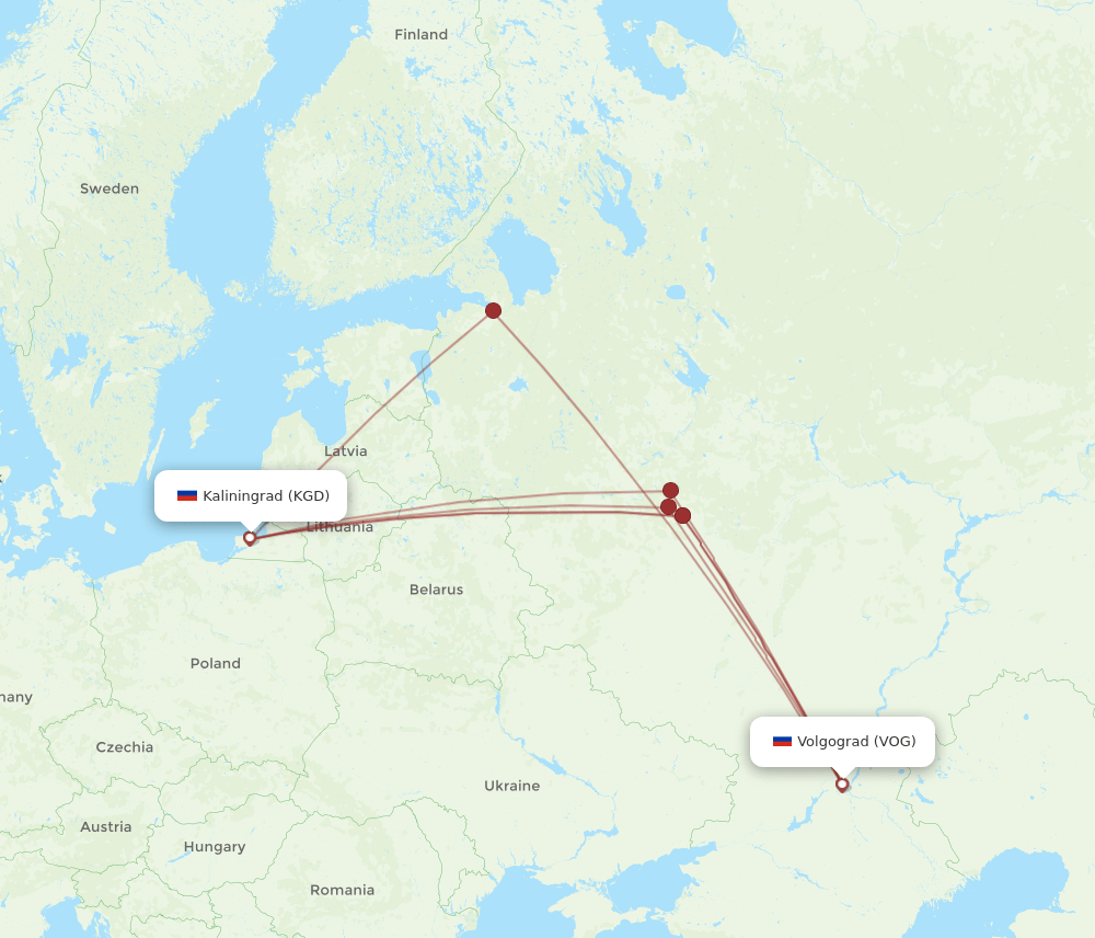 VOG-KGD flight routes