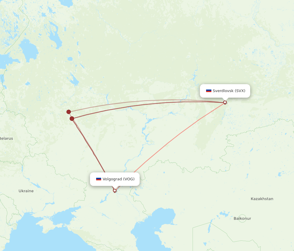 VOG-SVX flight routes