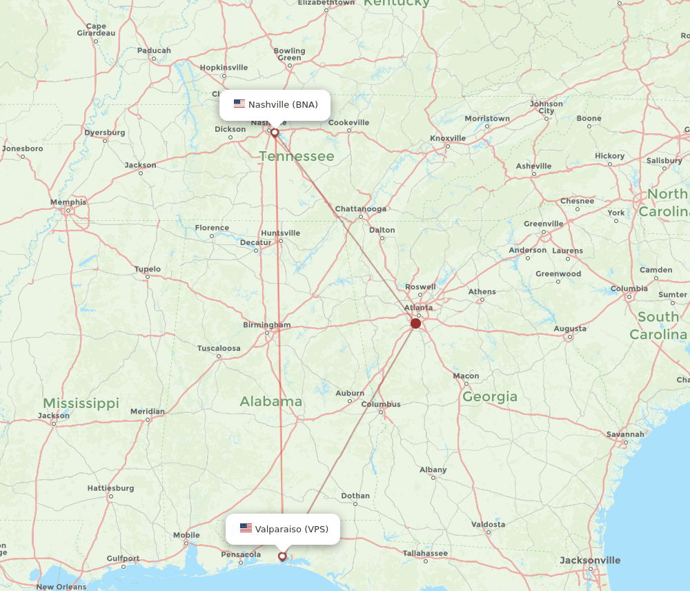 VPS-BNA flight routes