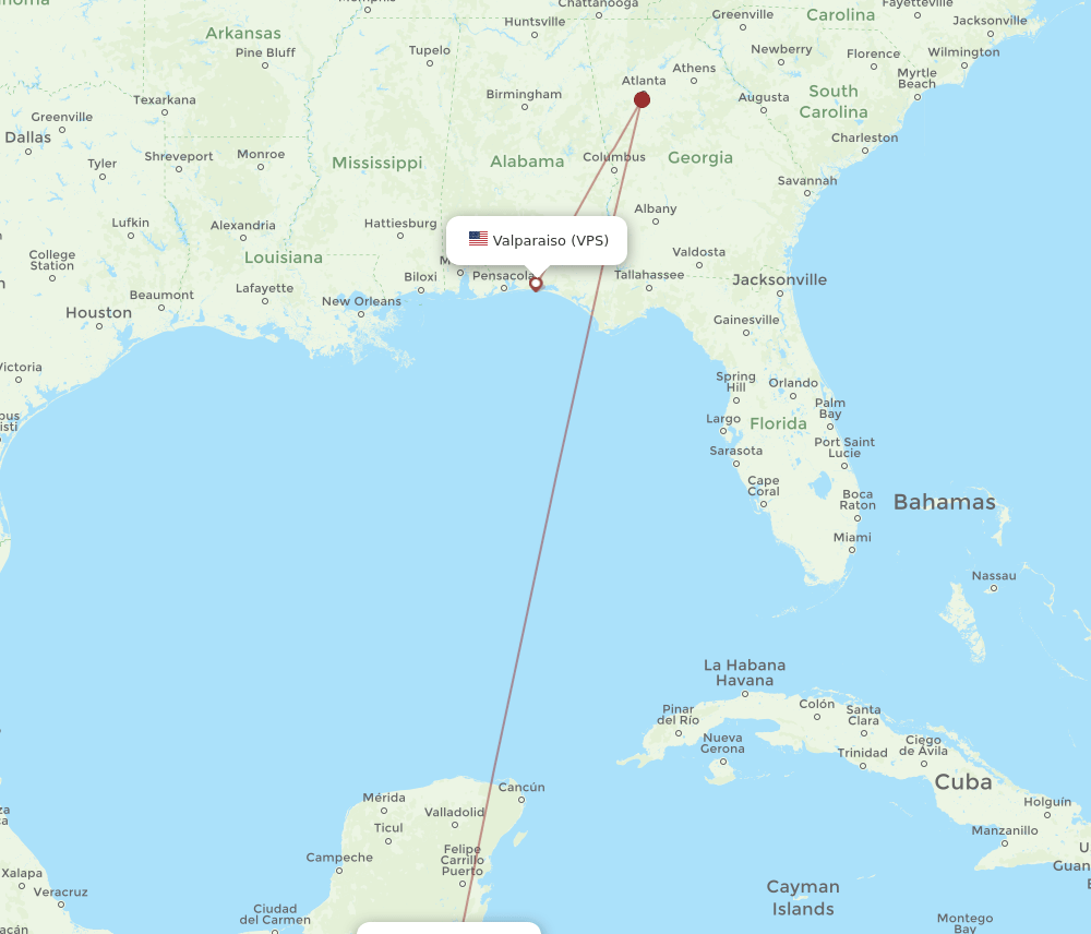 VPS to BZE flights and routes map