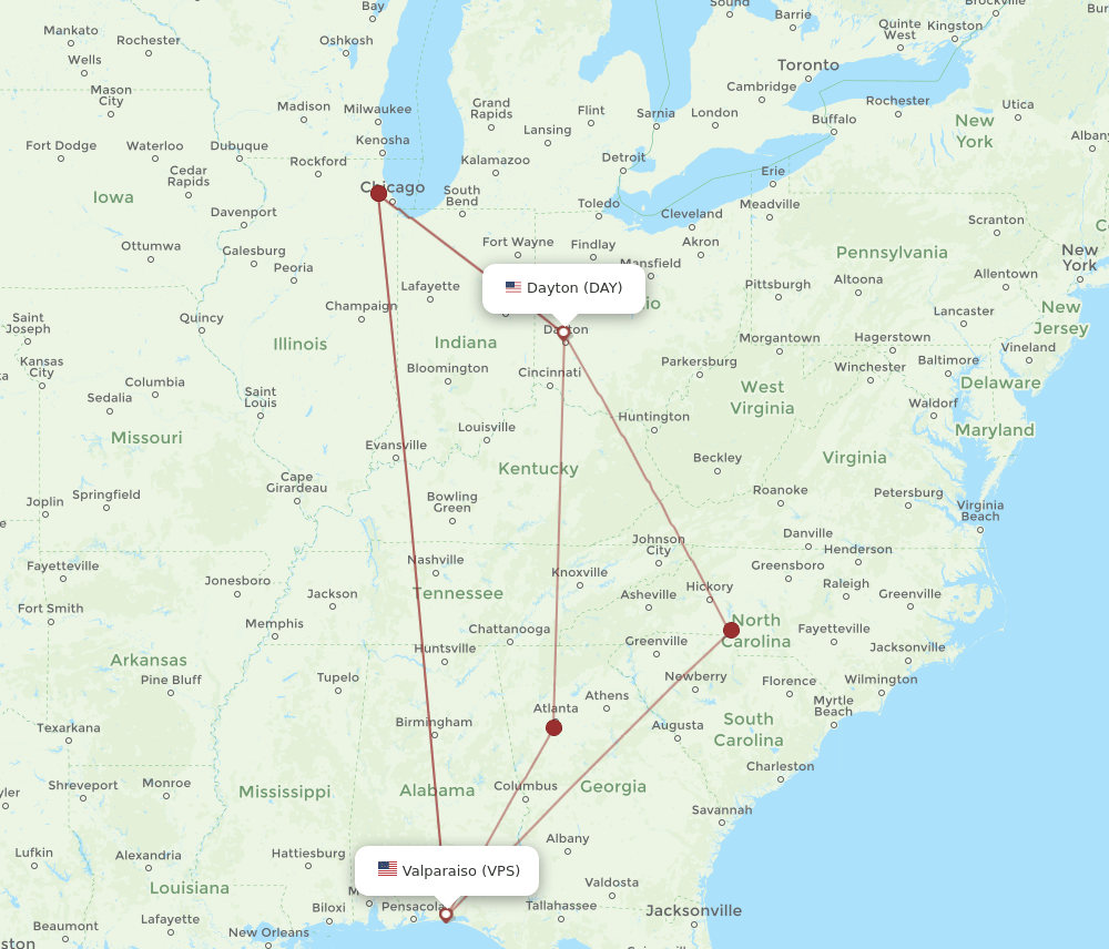 VPS-DAY flight routes