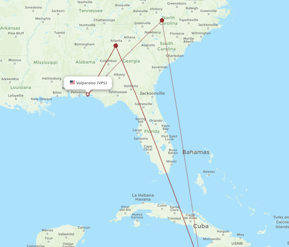 VPS-MBJ flight routes