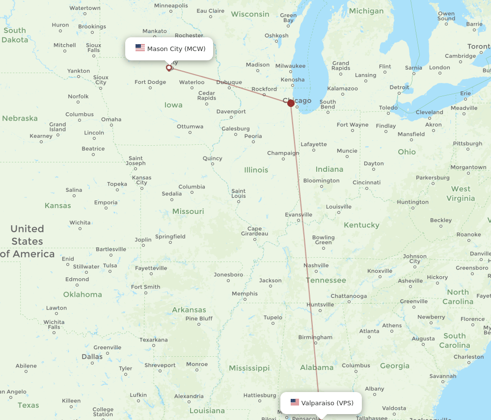 VPS-MCW flight routes