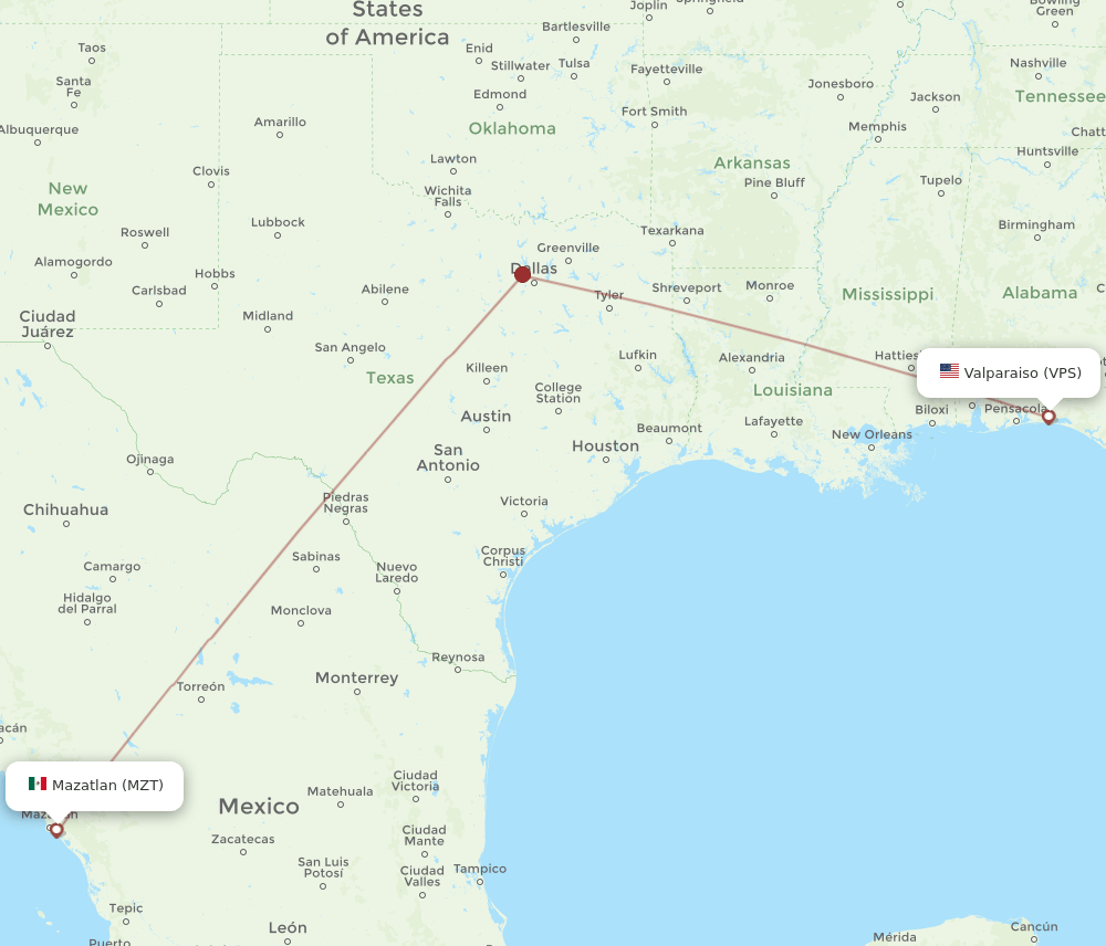 VPS-MZT flight routes