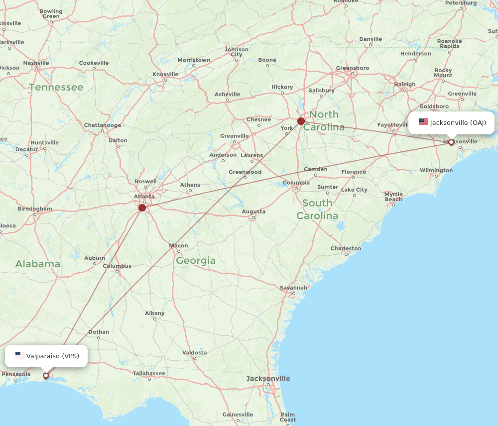 VPS-OAJ flight routes