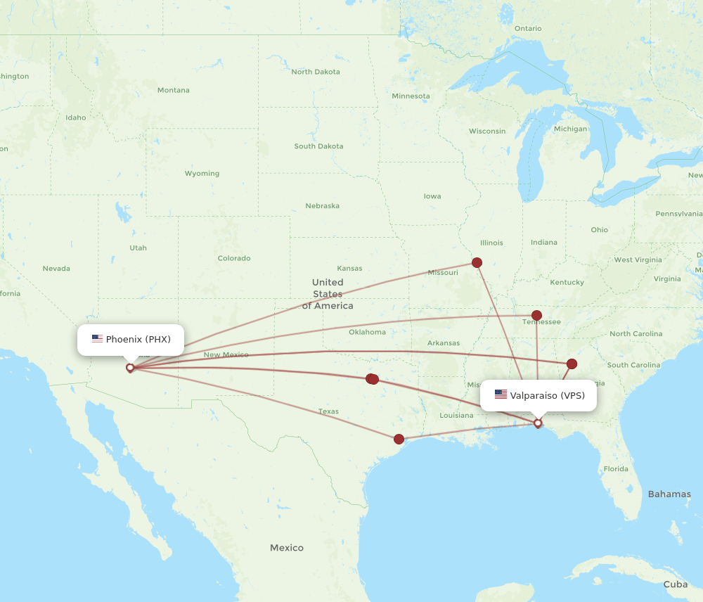 VPS-PHX flight routes