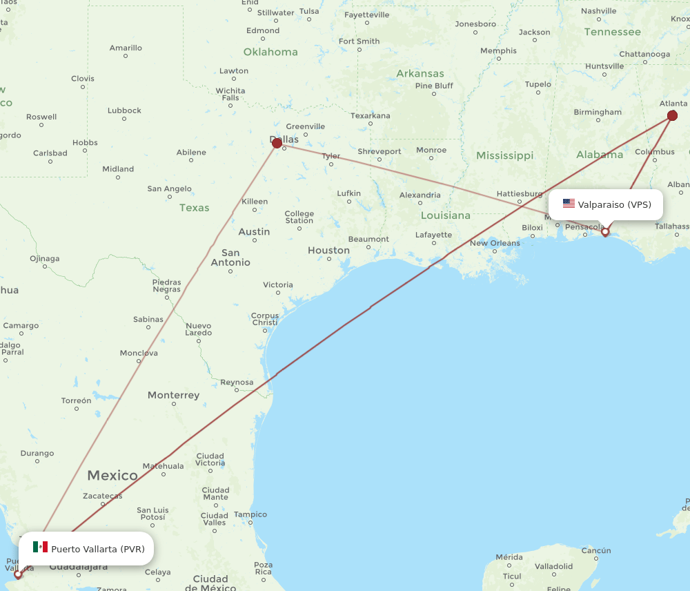 VPS-PVR flight routes