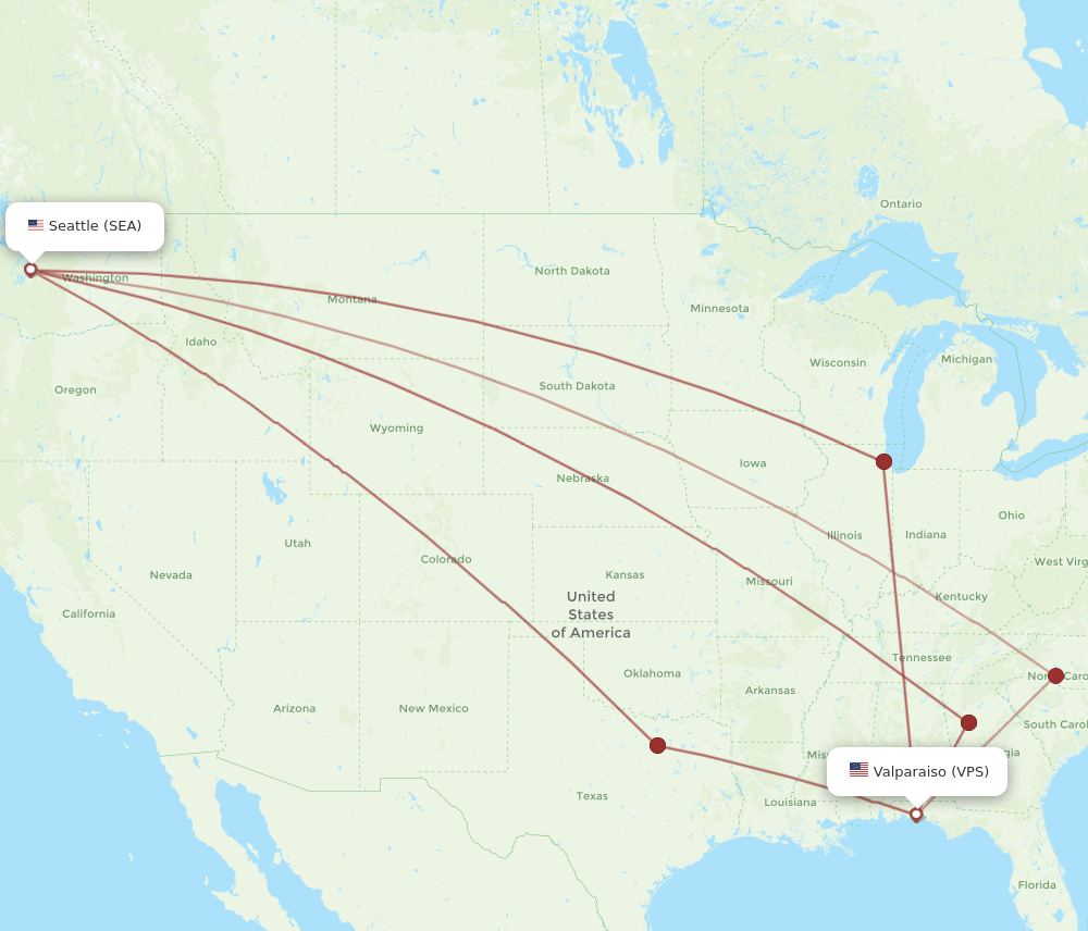 VPS-SEA flight routes