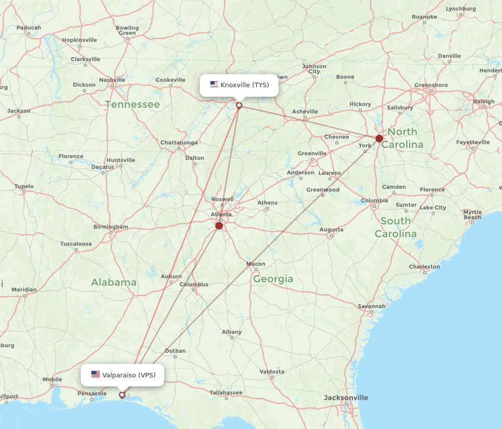 VPS-TYS flight routes