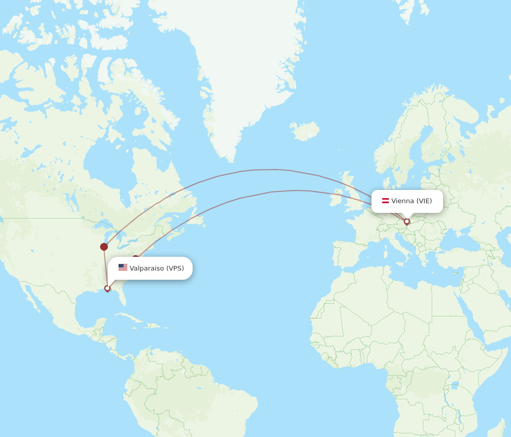 VIE to VPS flights and routes map