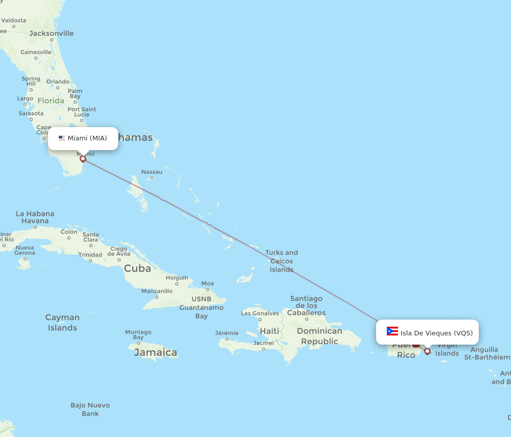 VQS-MIA flight routes