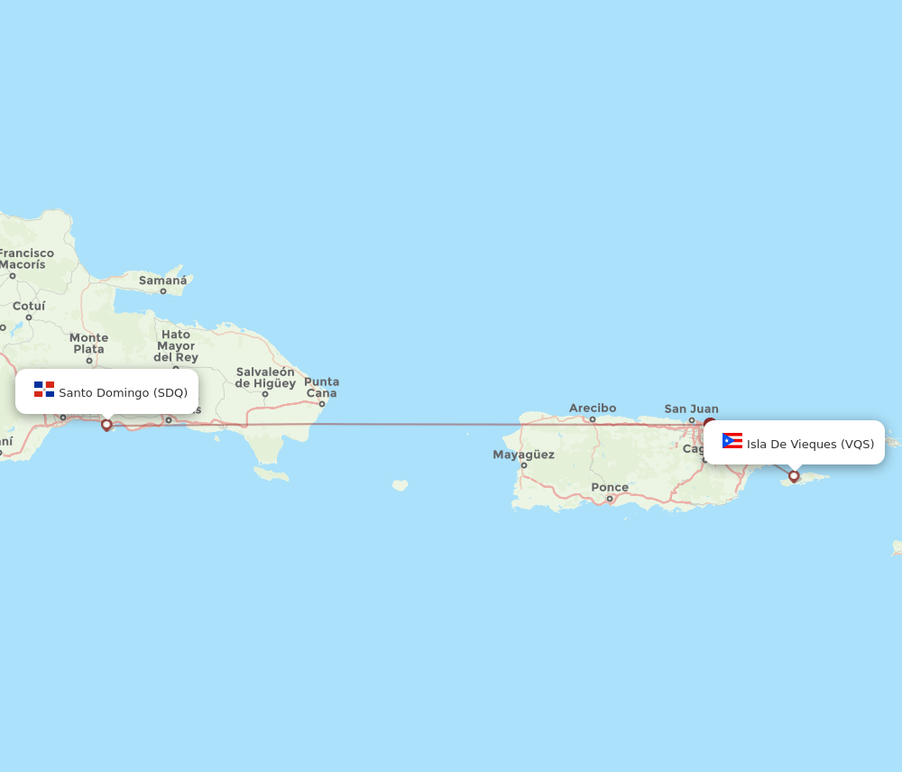 VQS-SDQ flight routes