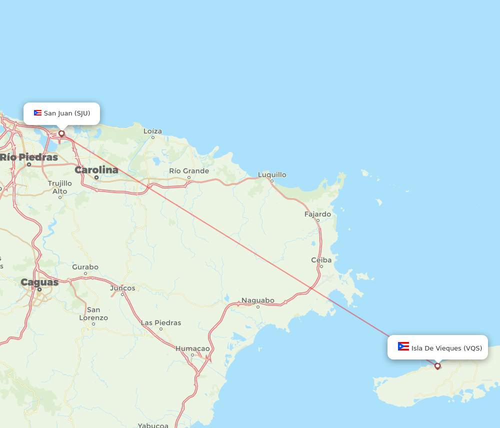 VQS to SJU flights and routes map