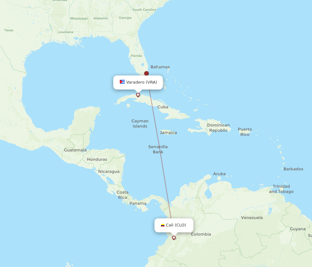 VRA-CLO flight routes