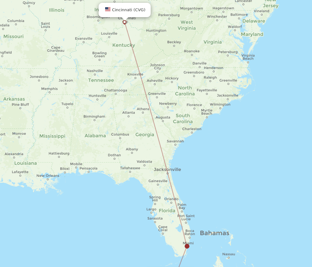 VRA-CVG flight routes