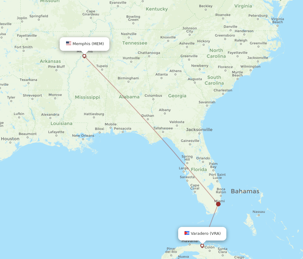 VRA-MEM flight routes