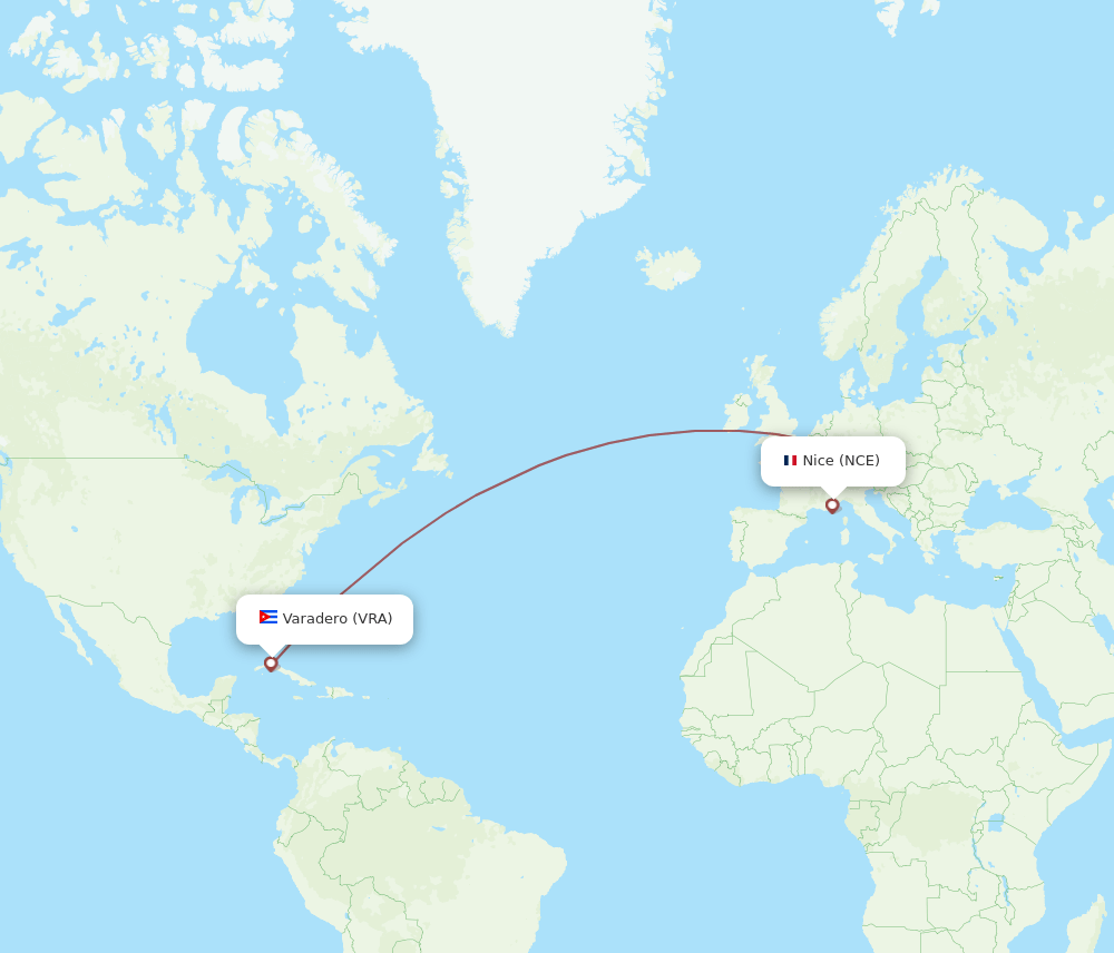 VRA-NCE flight routes